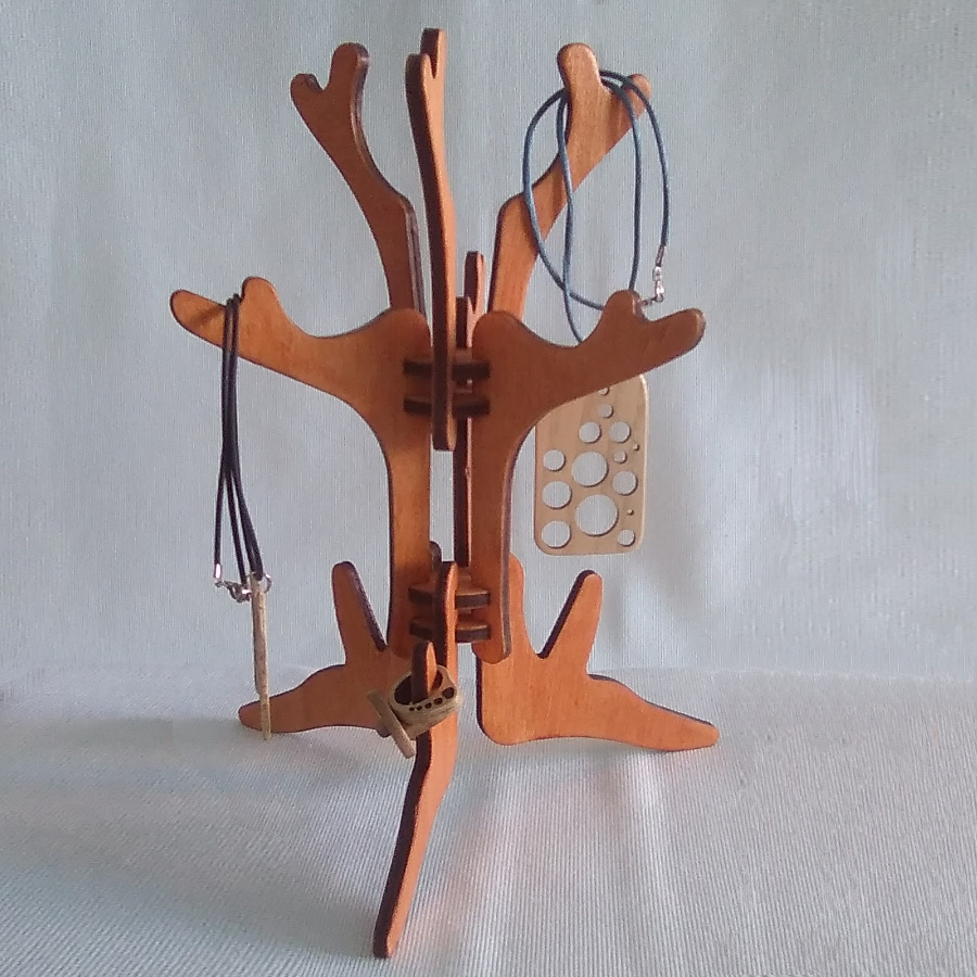 Espositore albero tinto teak taglio laser